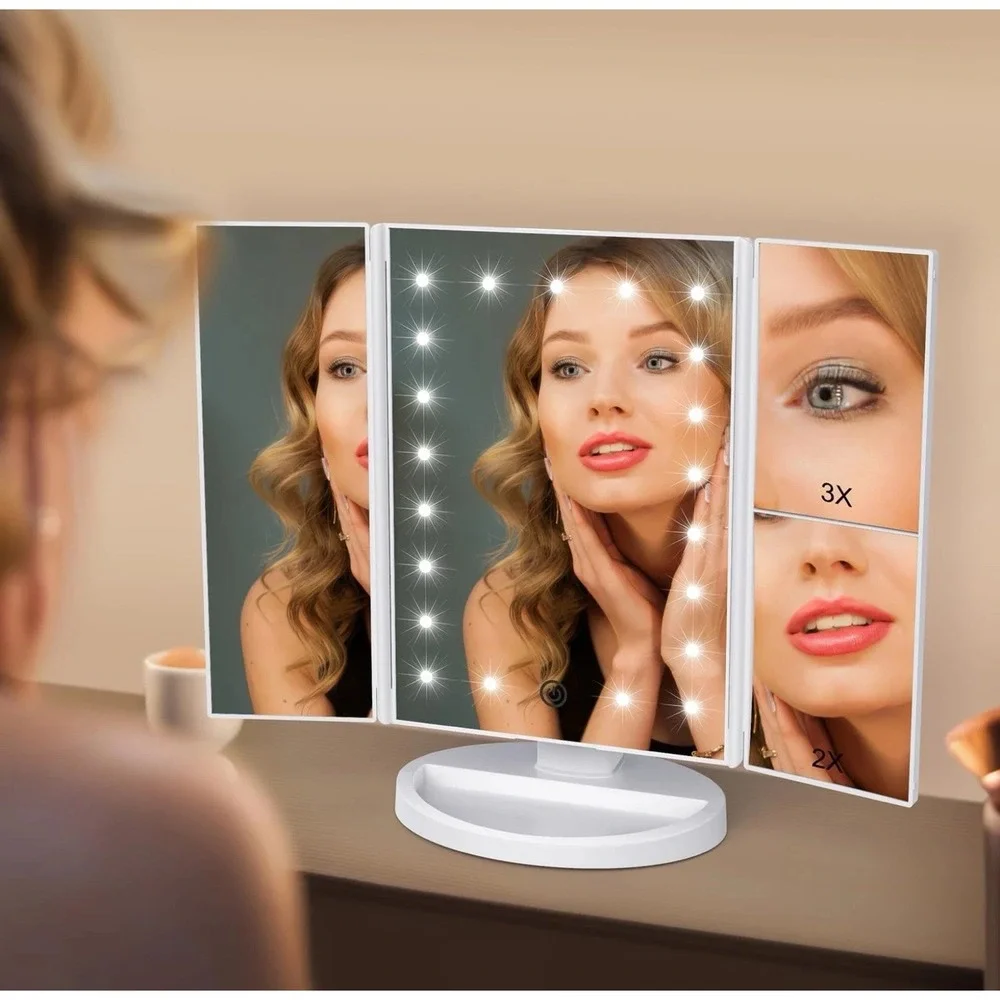 WEILY - Makeup Mirror (21 LED Lights) - Tri-Fold‎ Vanity